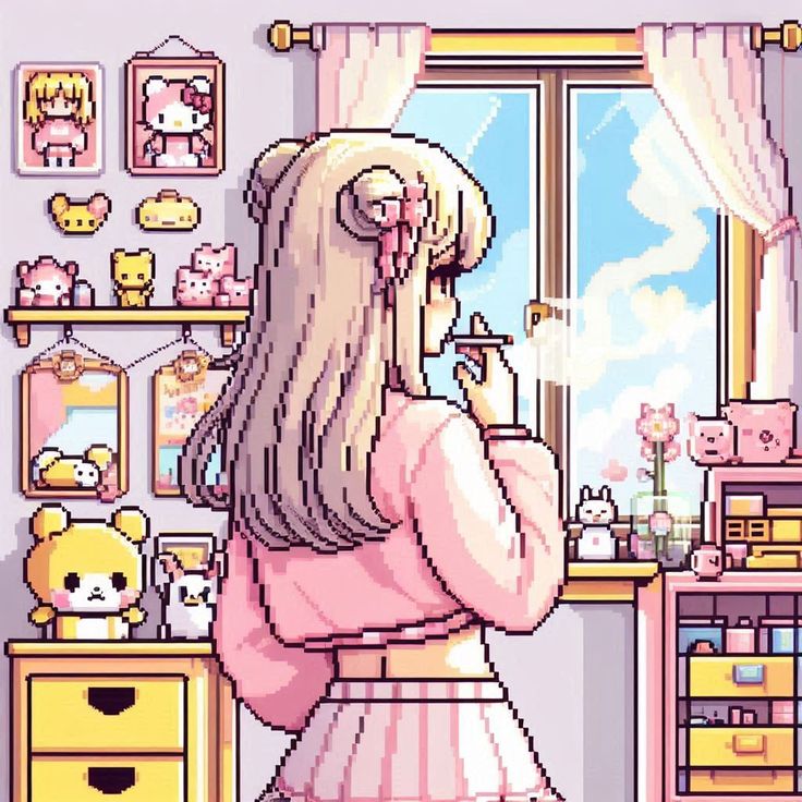 Kawaii pink smoking